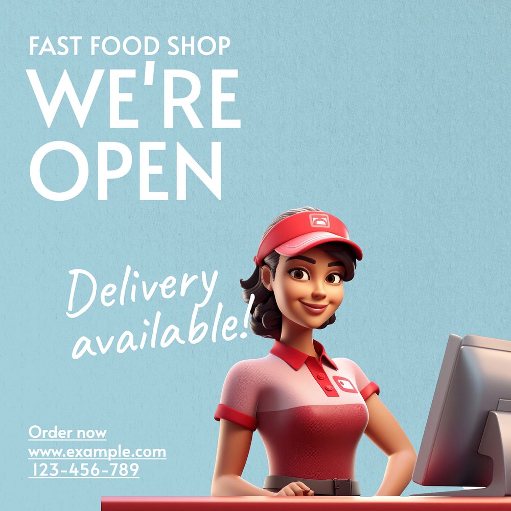 Fast food restaurant Instagram post template, editable text