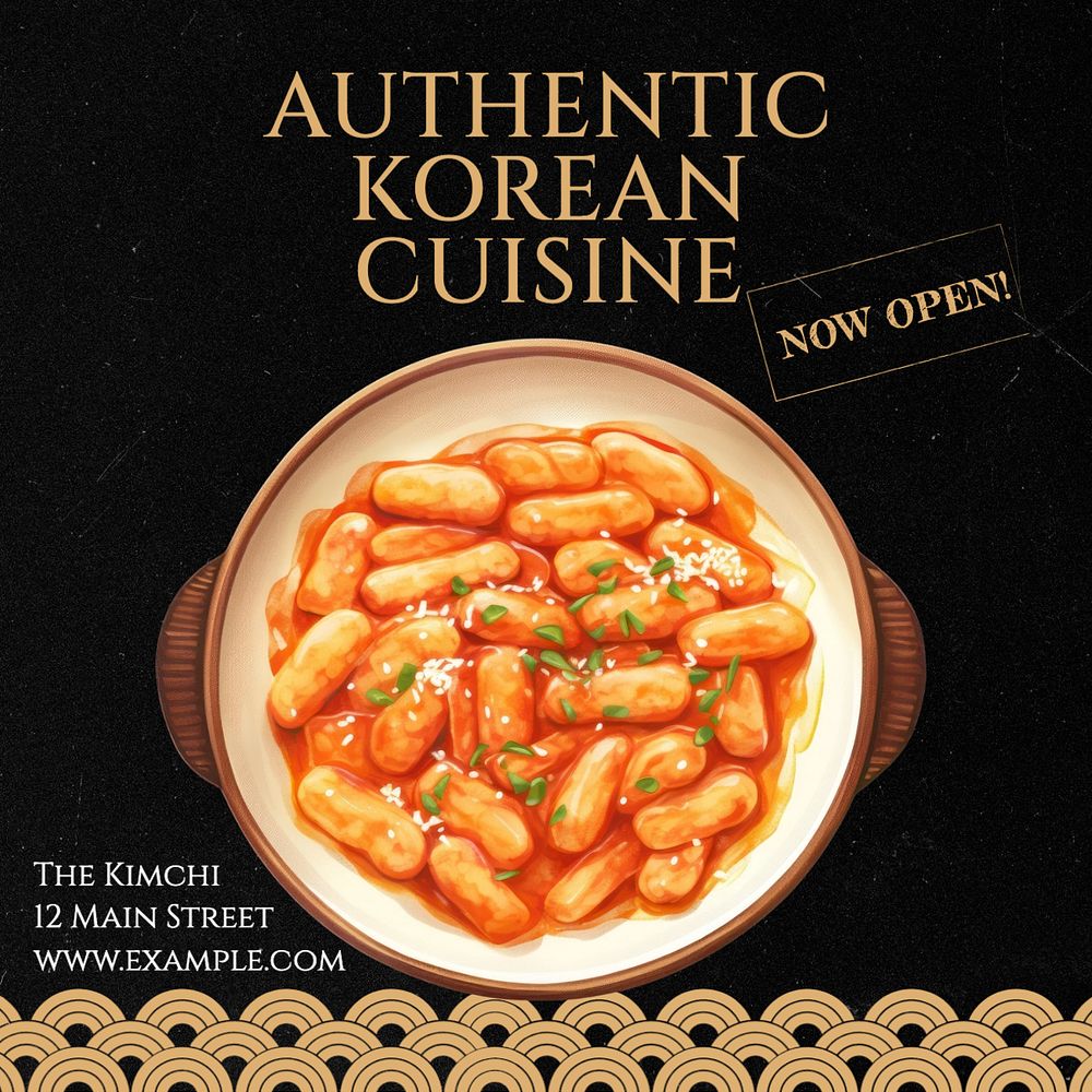 Korean cuisine Instagram post template, editable text