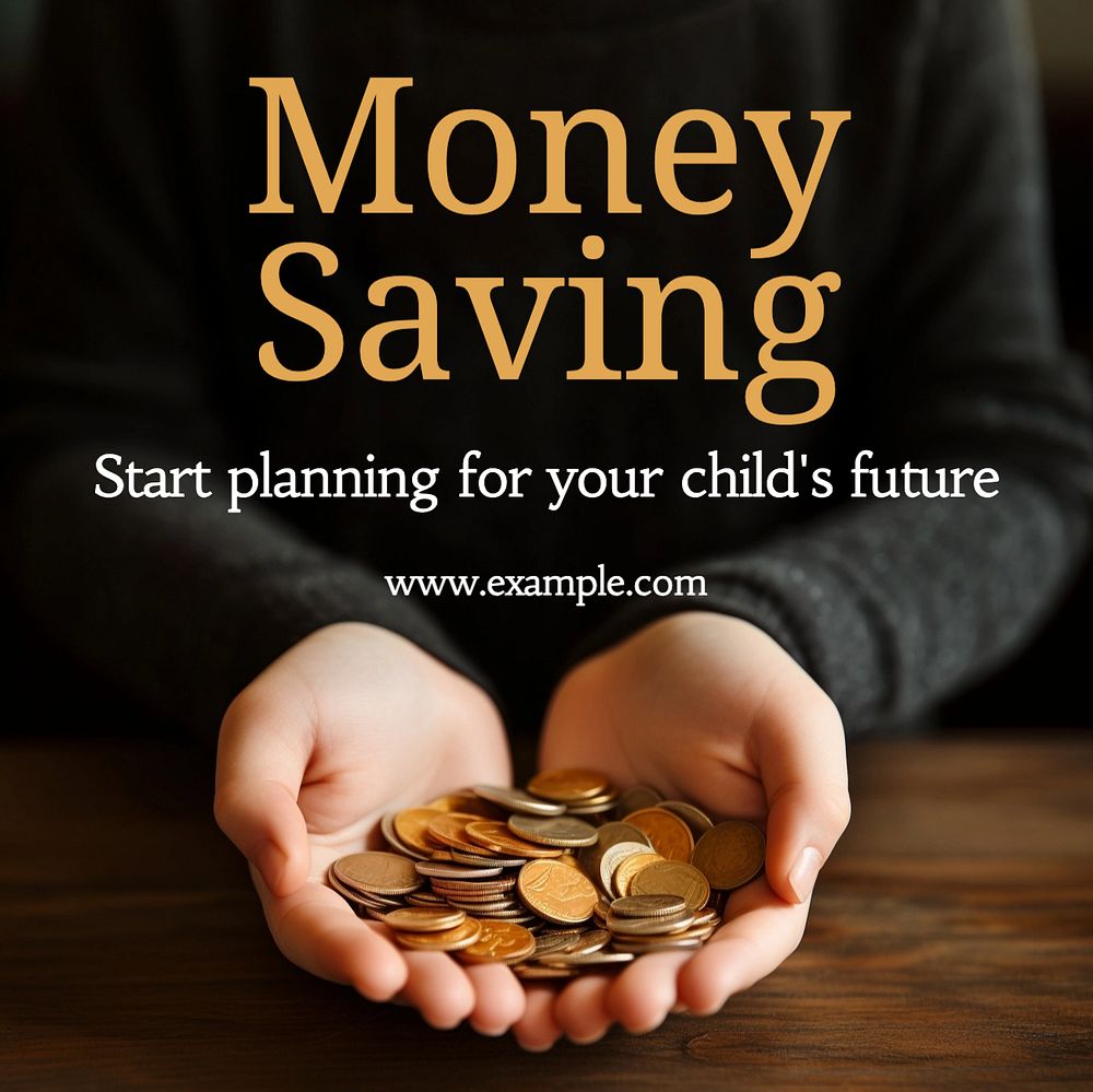 Child's saving plan Instagram post template, editable text