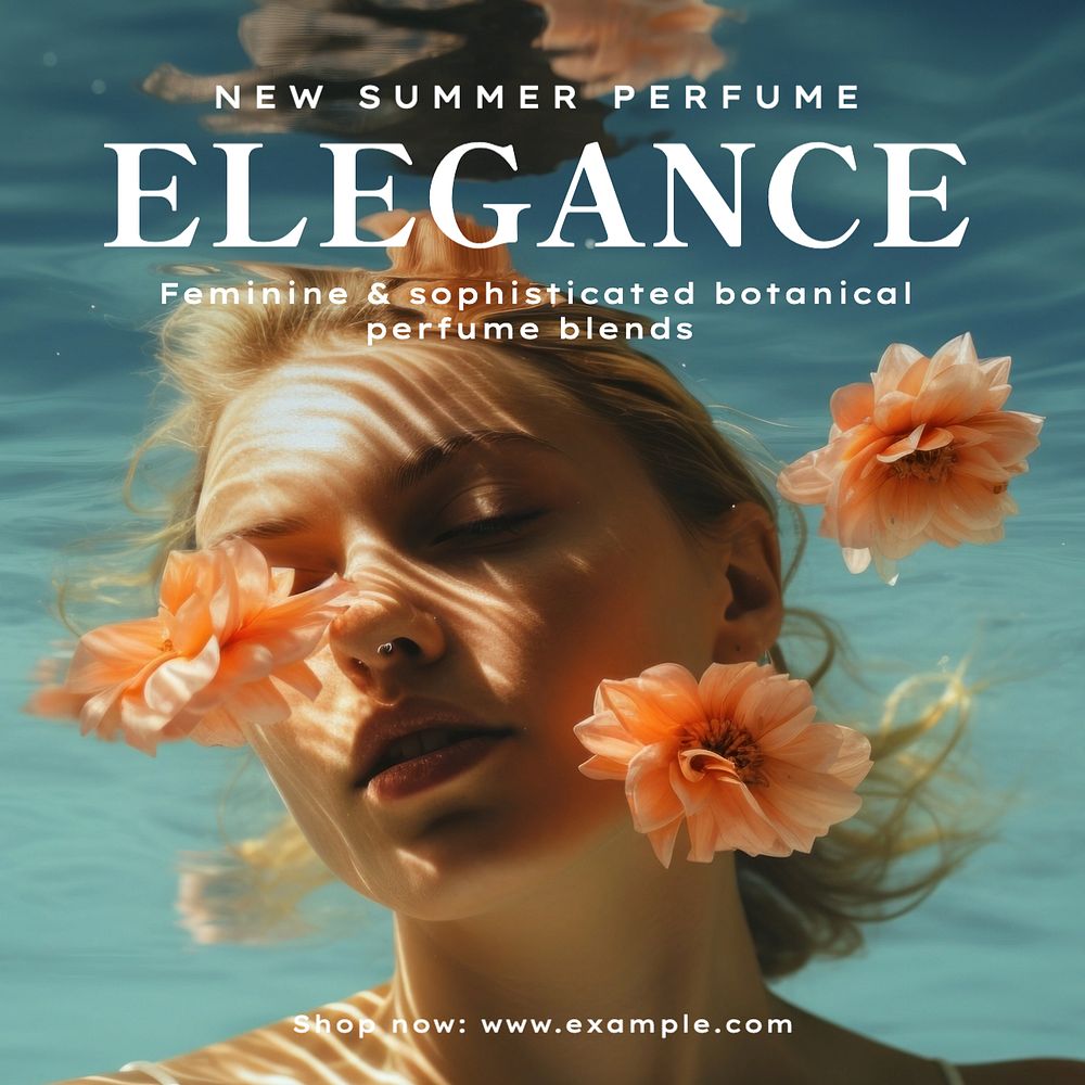 Summer fragrance Instagram post template, editable text