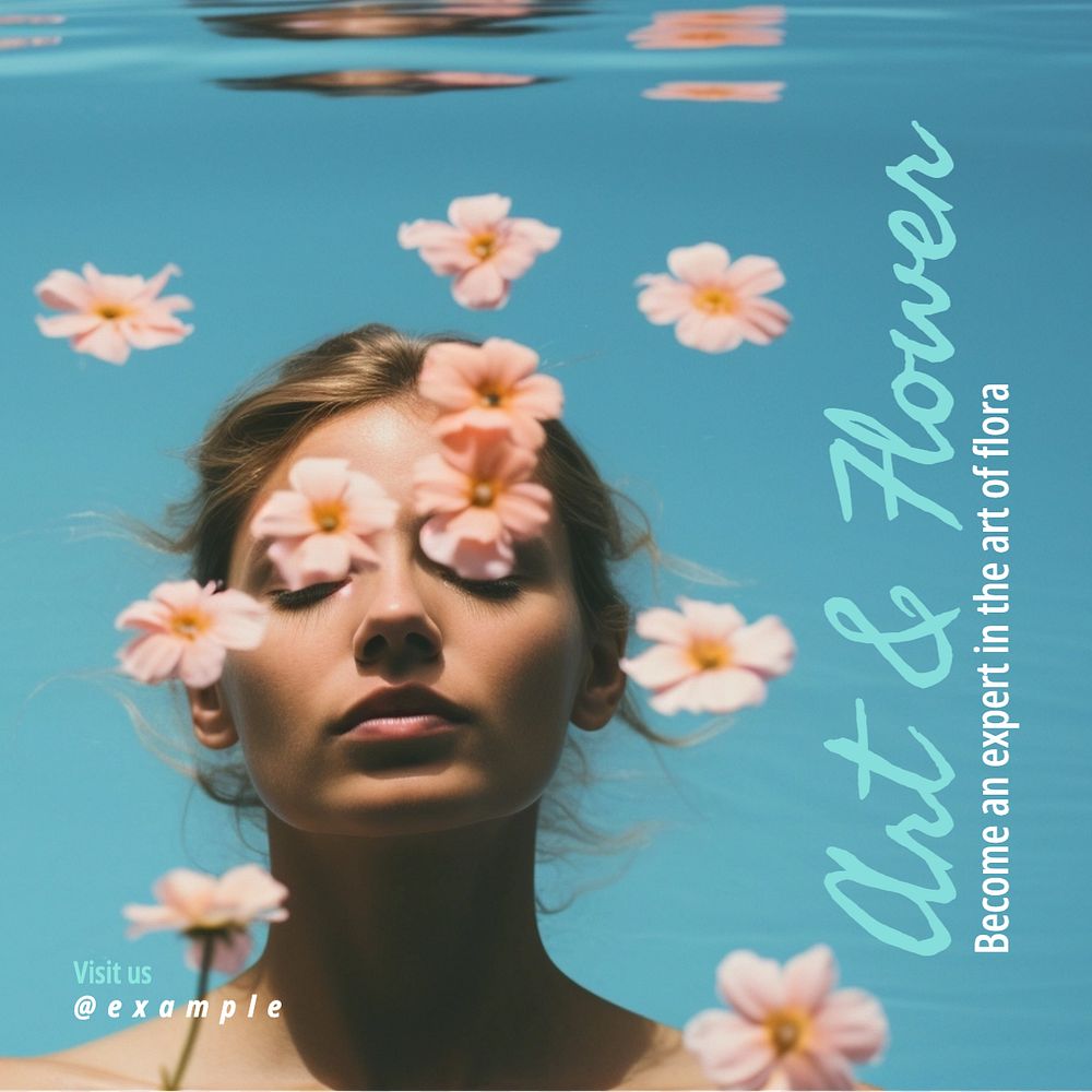 Art & flower Instagram post template, editable text