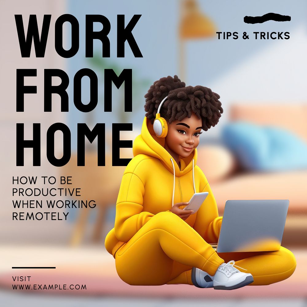 Work from home Instagram post template, editable text