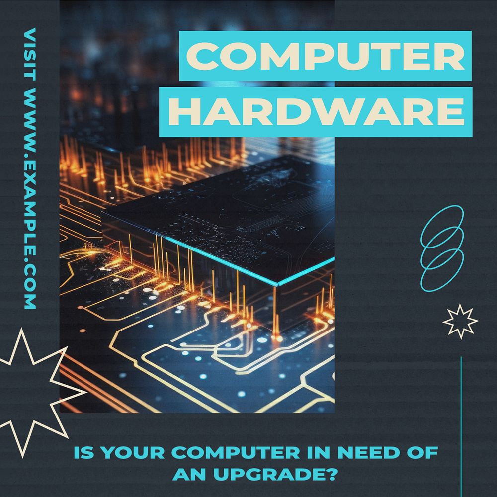 Computer hardware Instagram post template, editable text