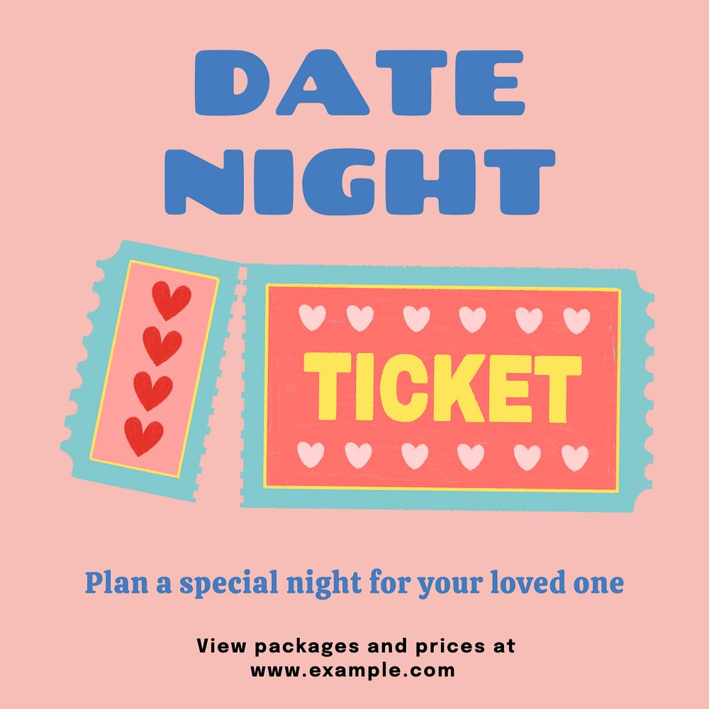 Date night Facebook post template, editable design