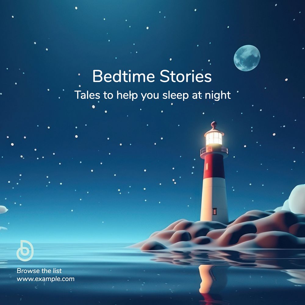 Bedtime stories Instagram post template, editable text