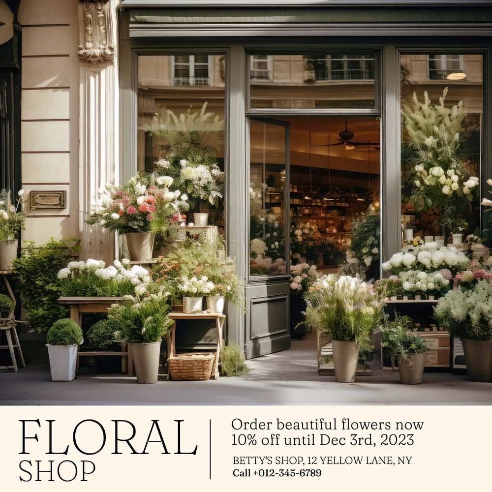 Florist Instagram post template, editable text