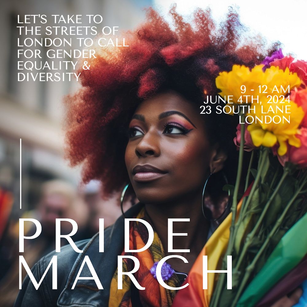 Pride march Instagram post template, editable text