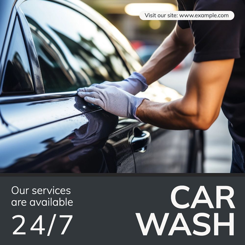 Car wash Instagram post template, editable text