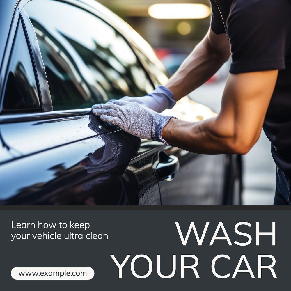 Wash your car Instagram post template, editable text