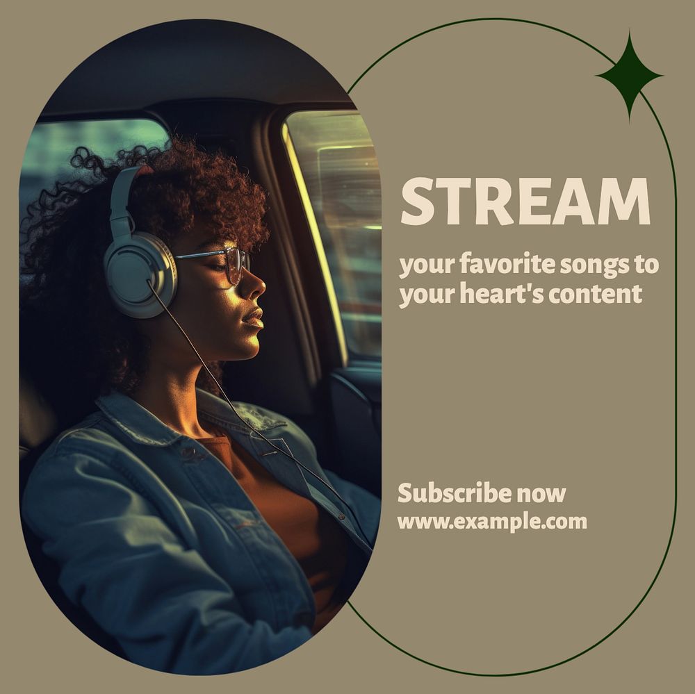 Stream music Instagram post template, editable text