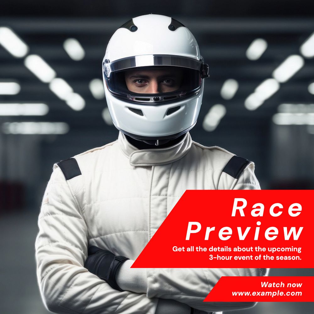 Race preview Instagram post template, editable text