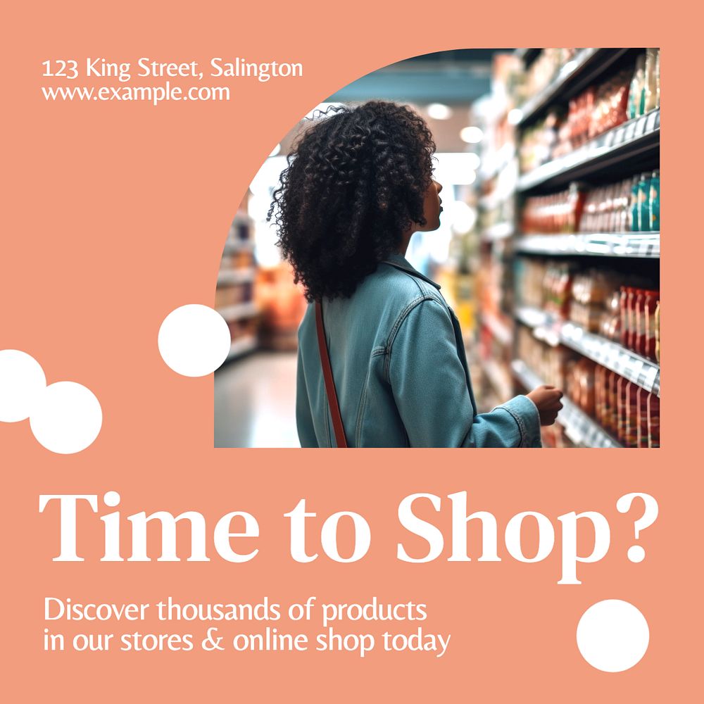 Shopping time Instagram post template, editable text