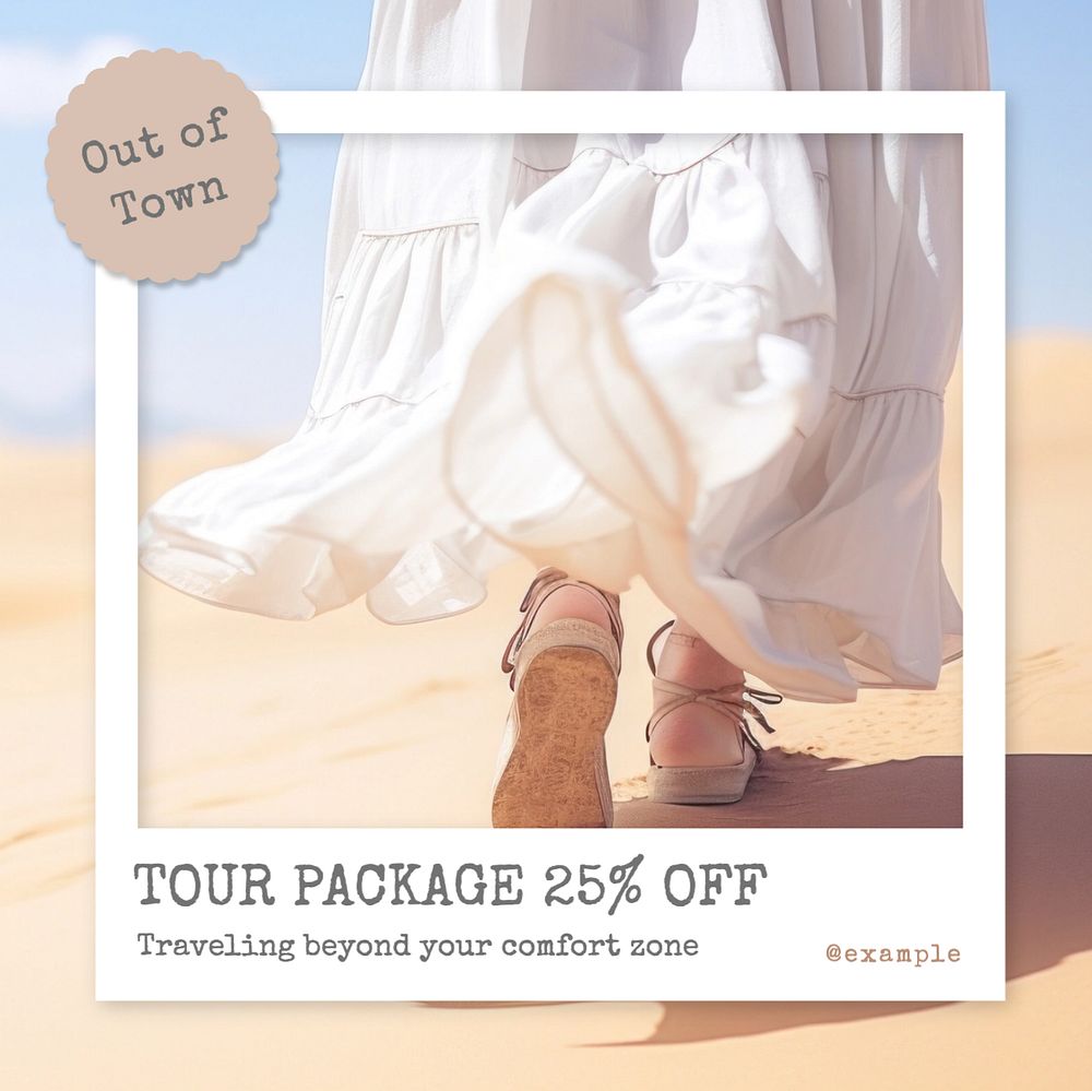 Tour package Instagram post template, editable text