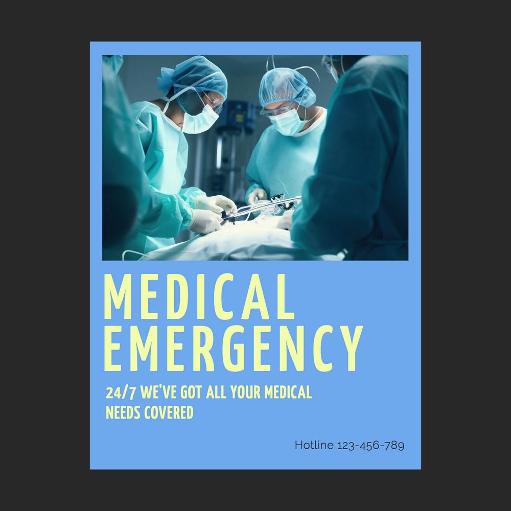 Medical emergency Instagram post template, editable text