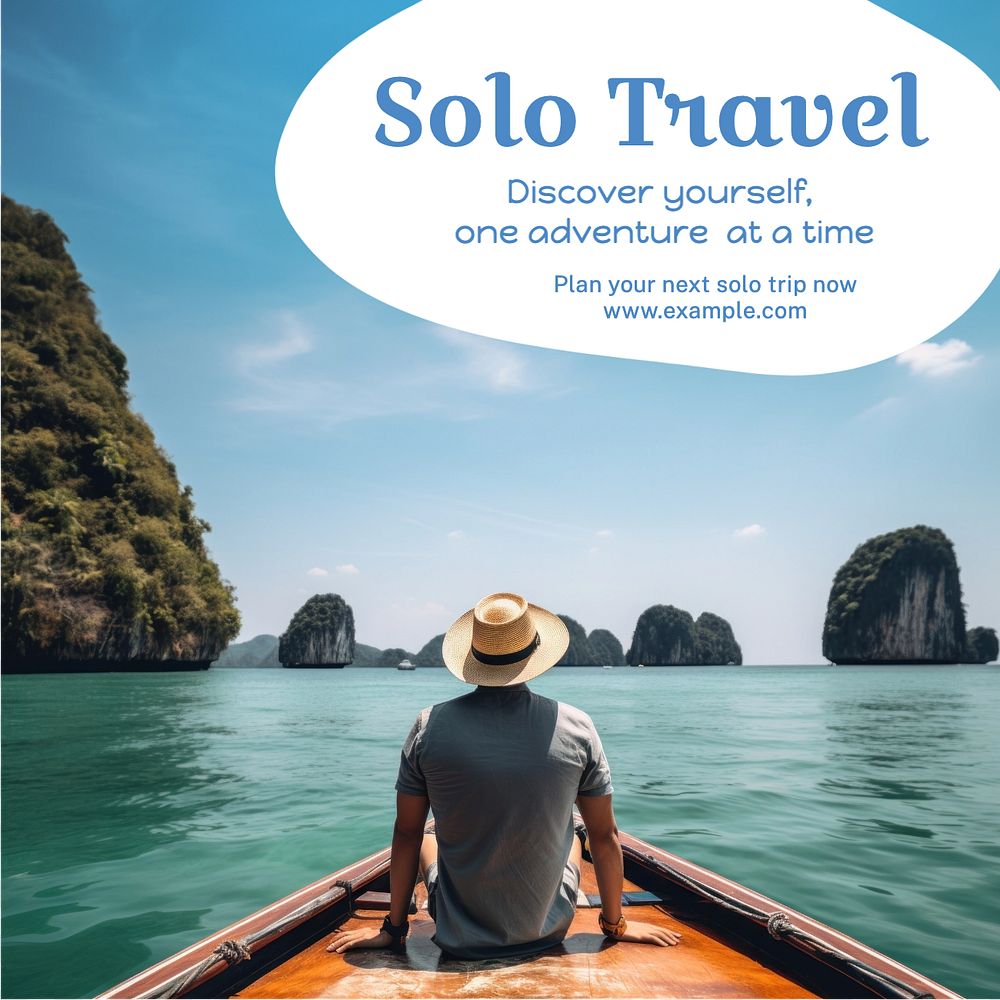 Solo travel Instagram post template, editable text