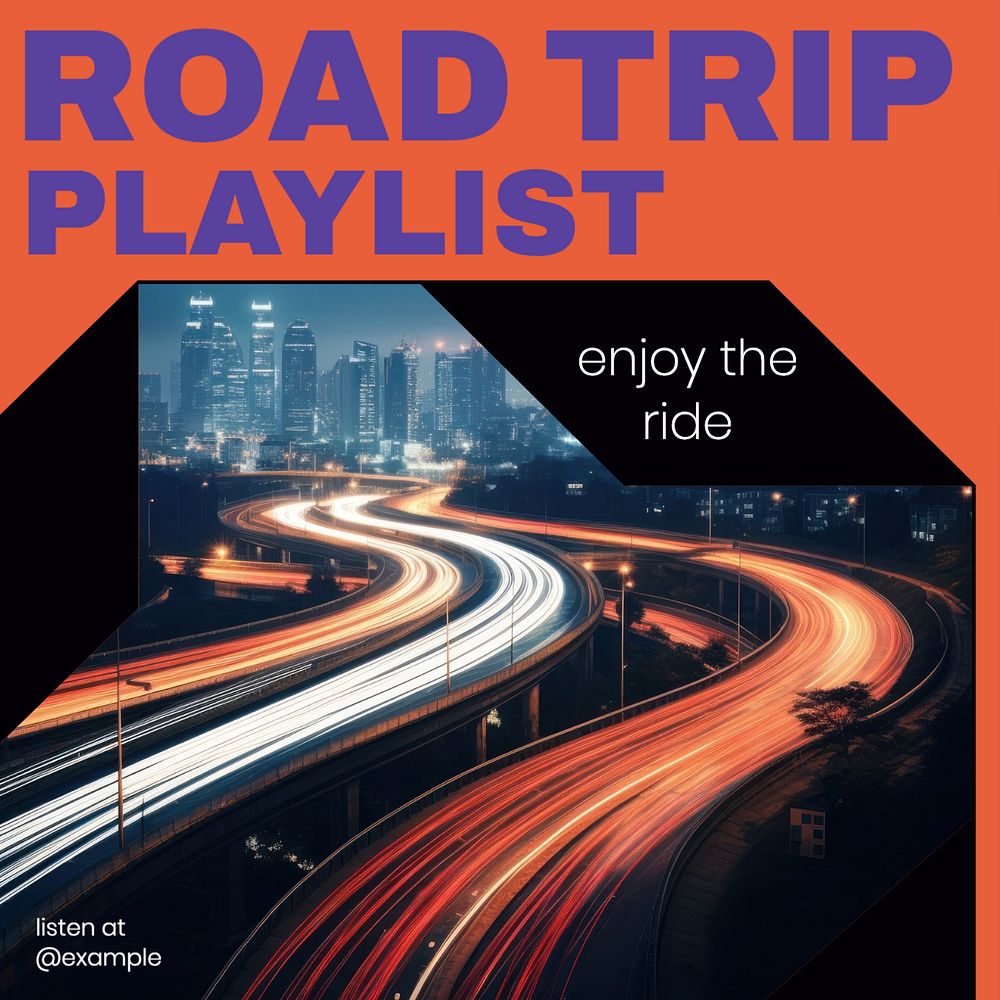 Music playlist Instagram post template, editable text