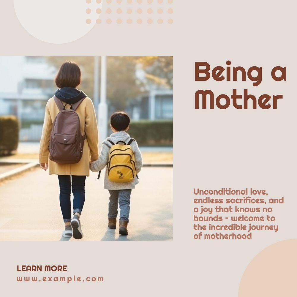 Being a mother Instagram post template, editable text