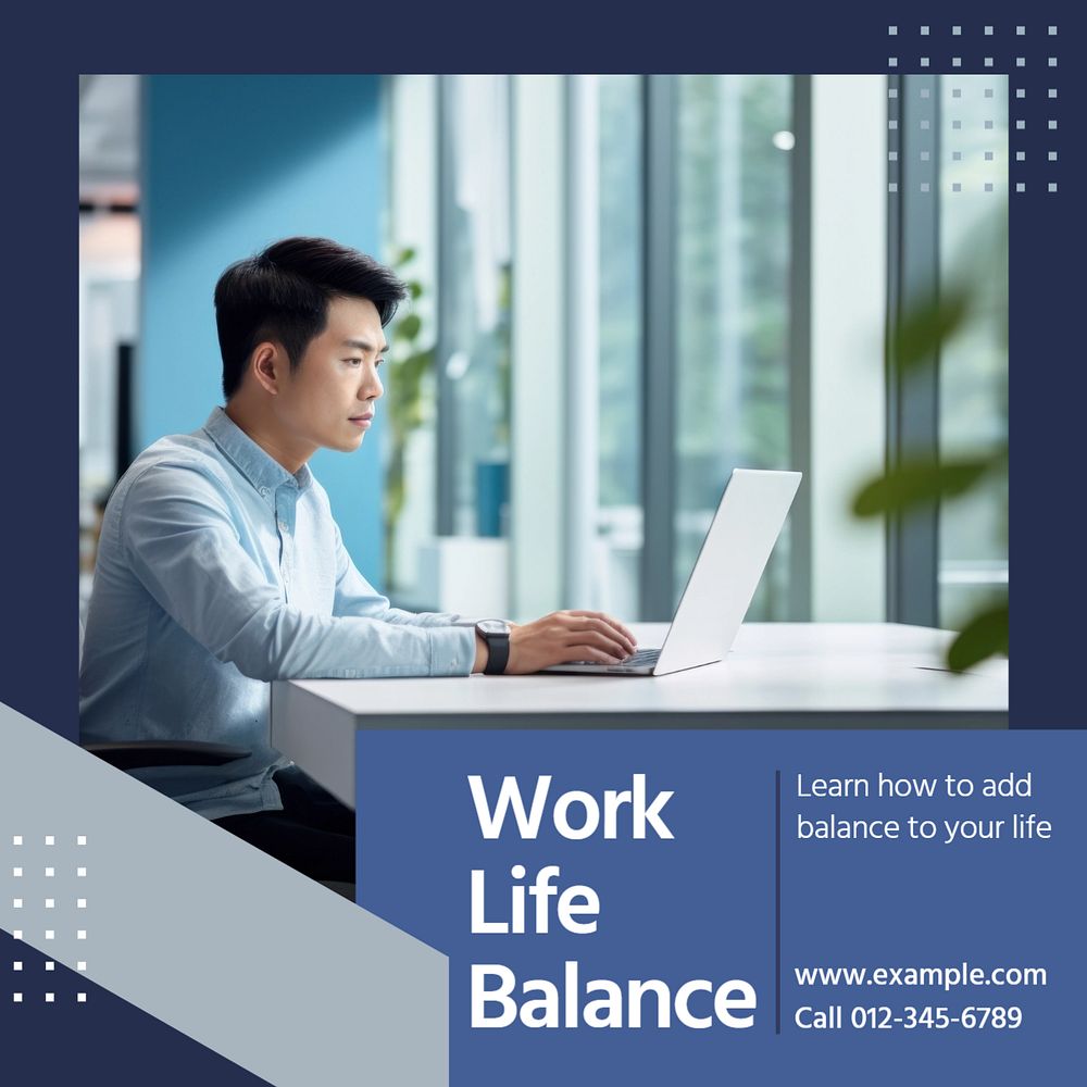 Work life balance Instagram post template, editable text