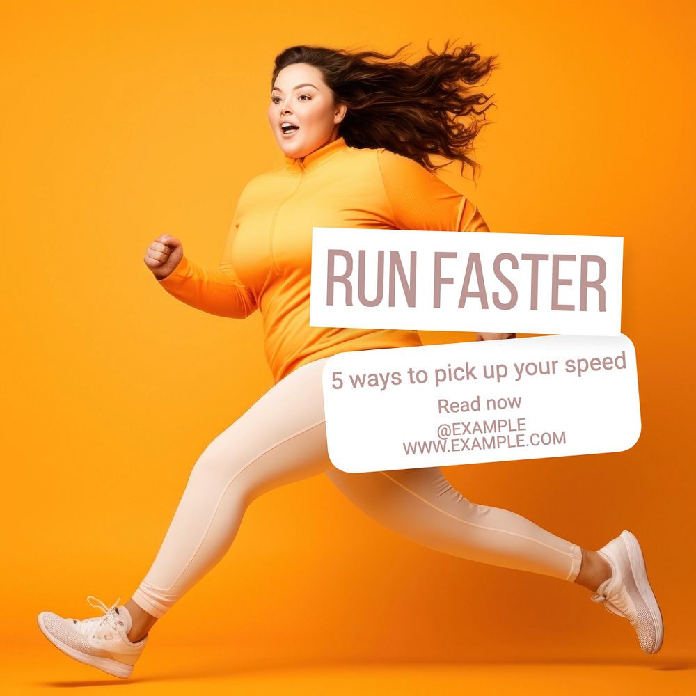 Run faster Instagram post template, editable text