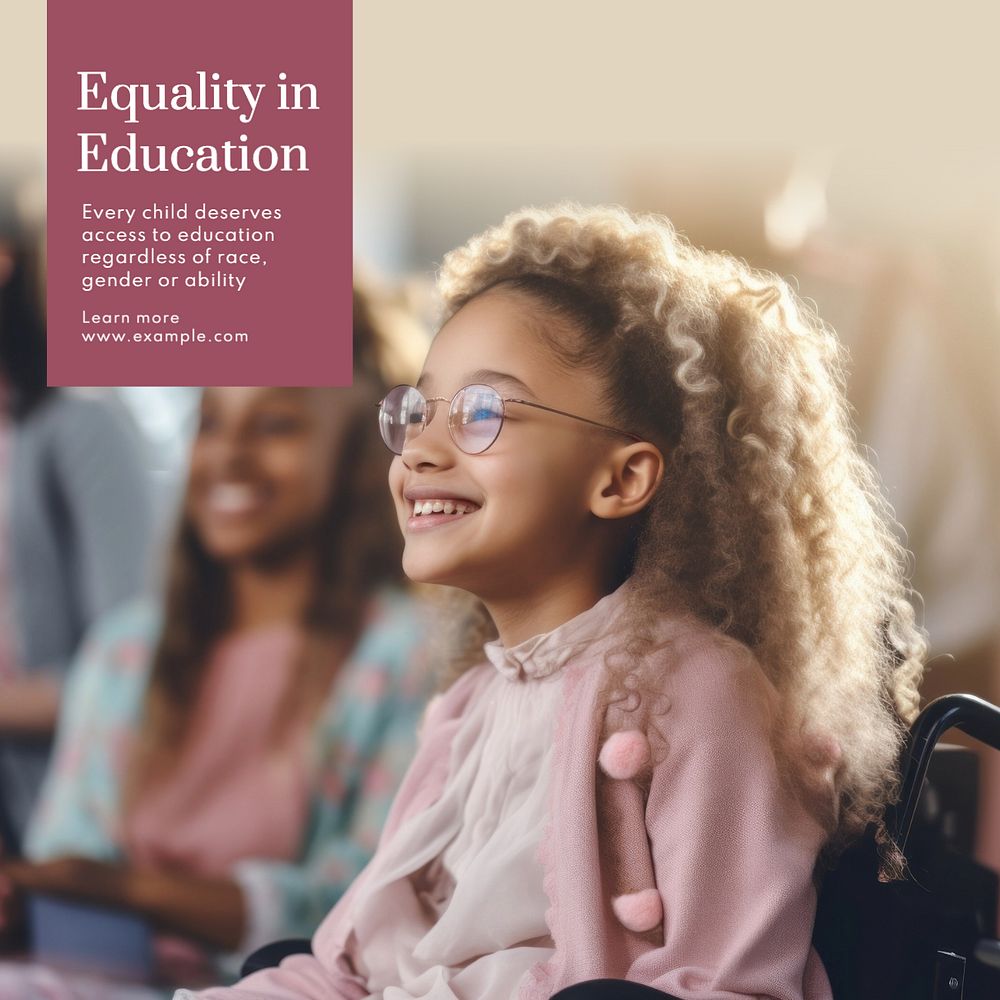 Equality in education Instagram post template, editable text