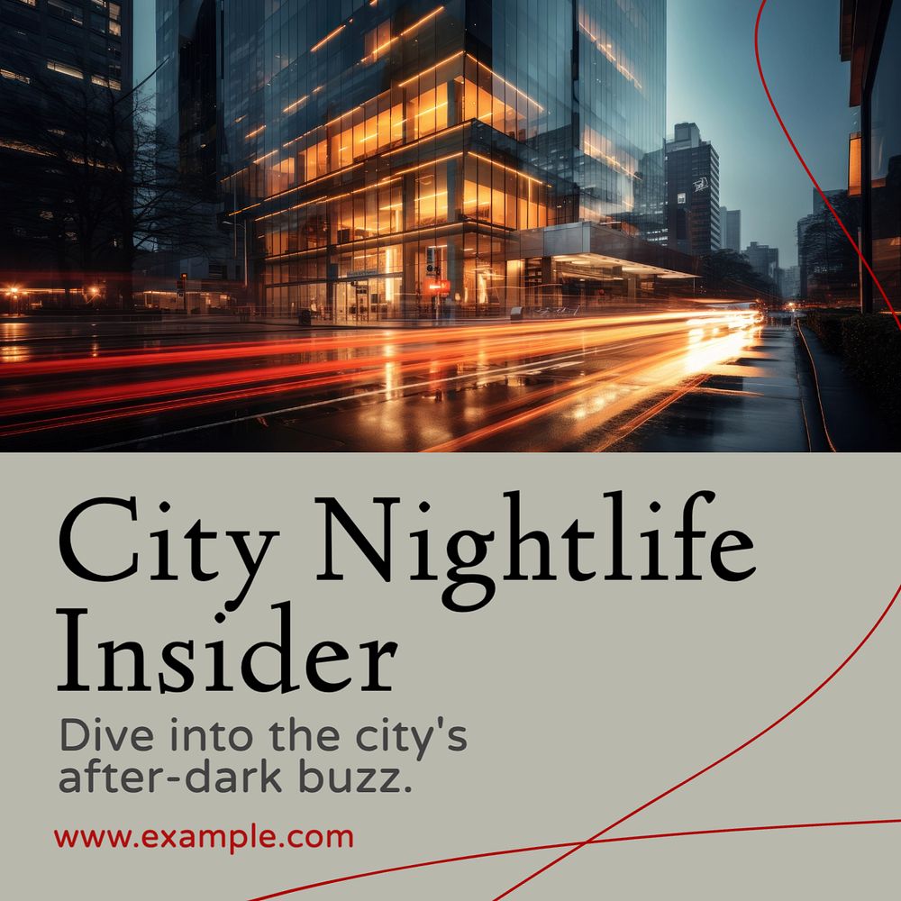 Nightlife city insider Instagram post template, editable text