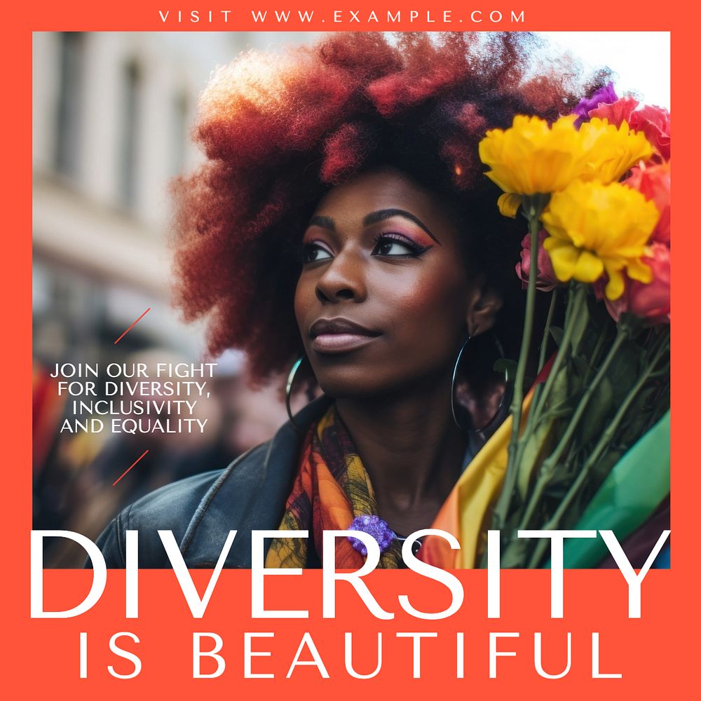 Diversity is beautiful Instagram post template, editable text