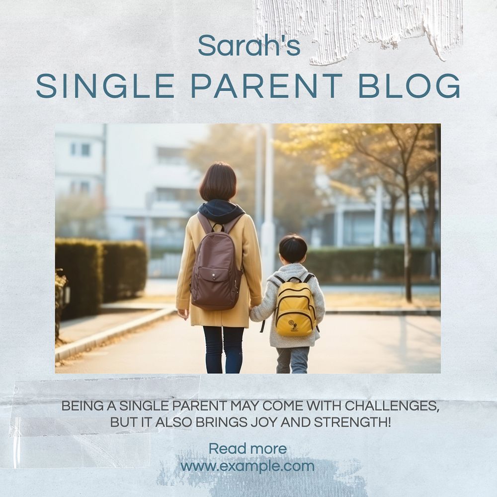 Single parent blog Instagram post template, editable text