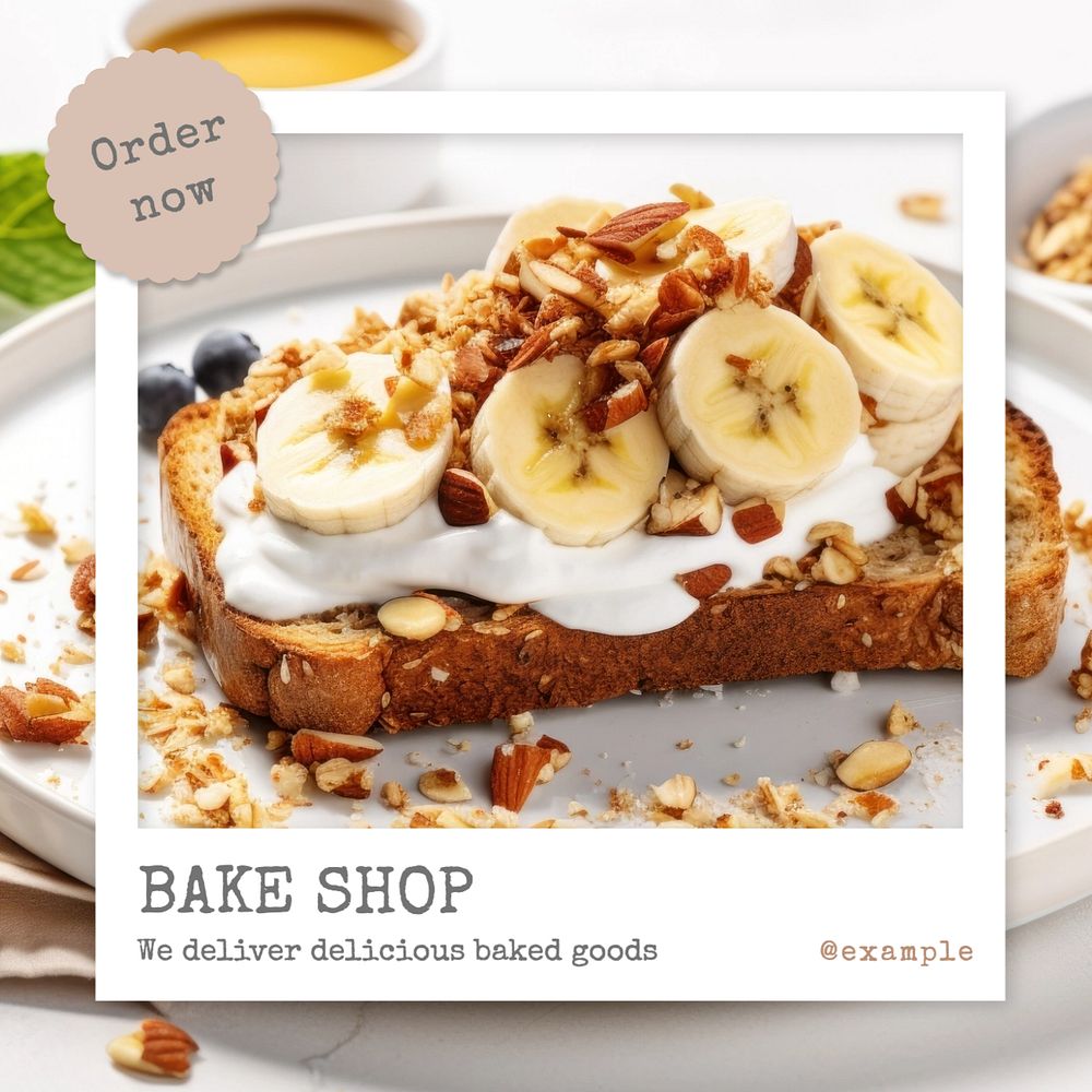 Bake shop Instagram post template, editable text