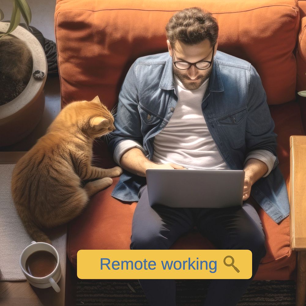 Remote working Instagram post template, editable text