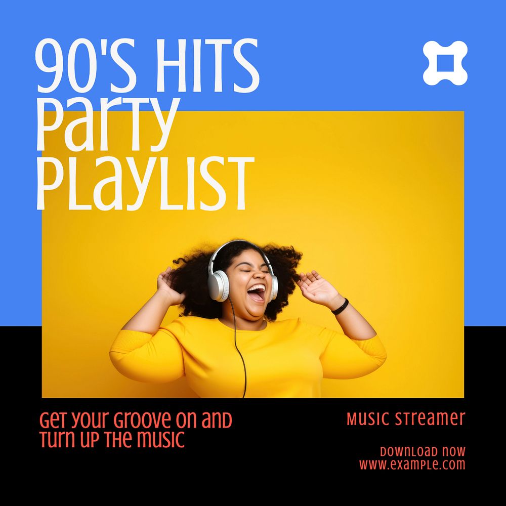 Party playlist Instagram post template, editable text