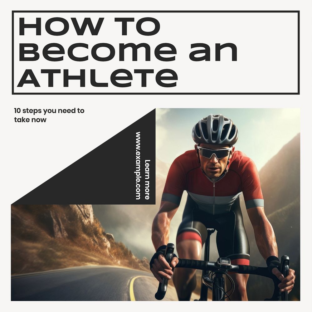 How to become an athlete Instagram post template, editable text