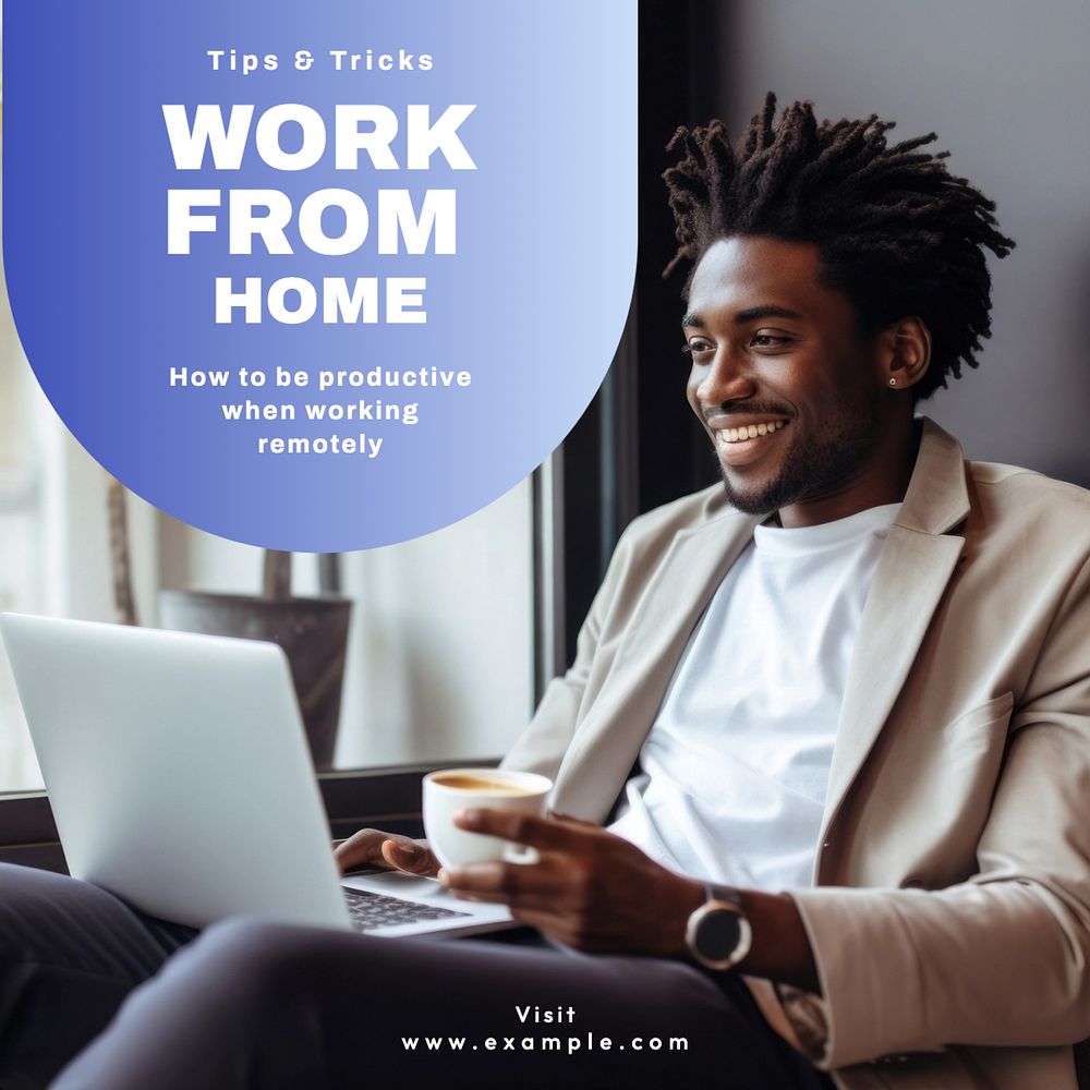 Work from home Instagram post template, editable text