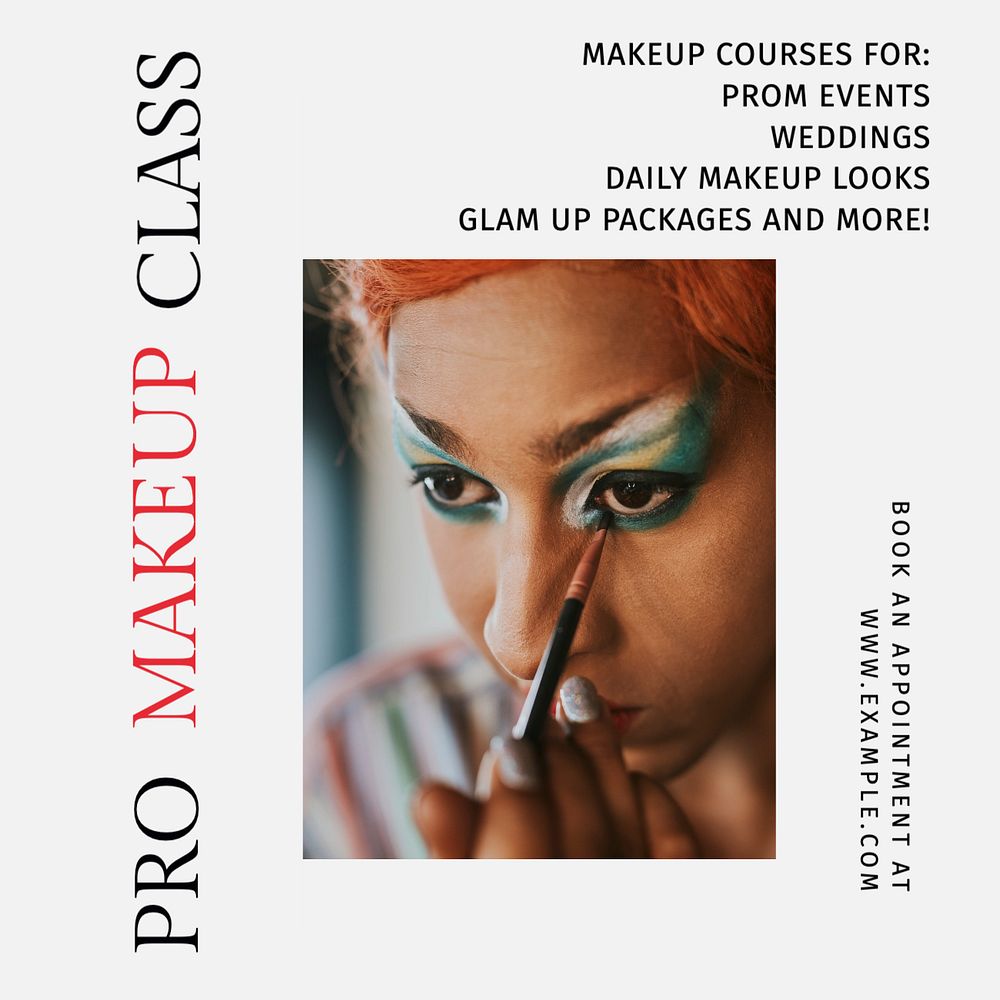 Makeup classes Instagram post template, editable design