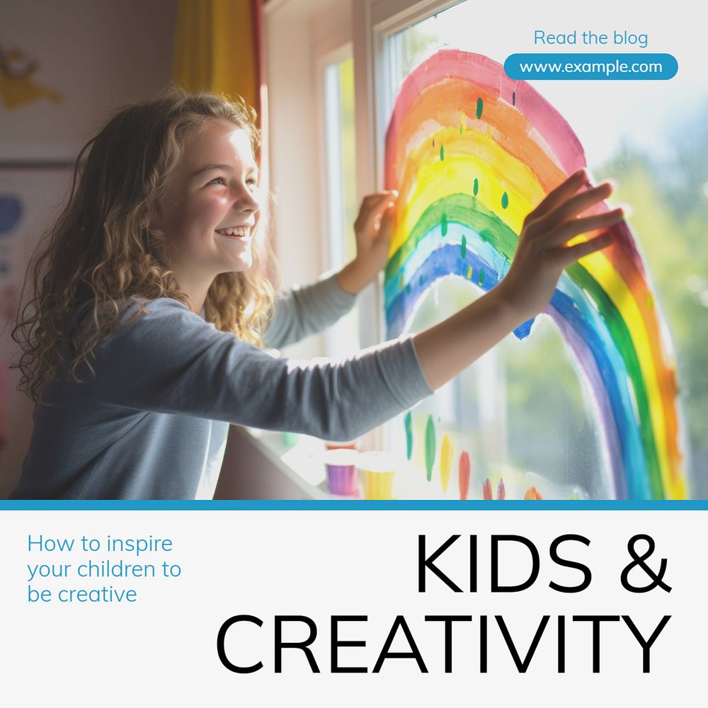 Kids & creativity Instagram post template, editable text