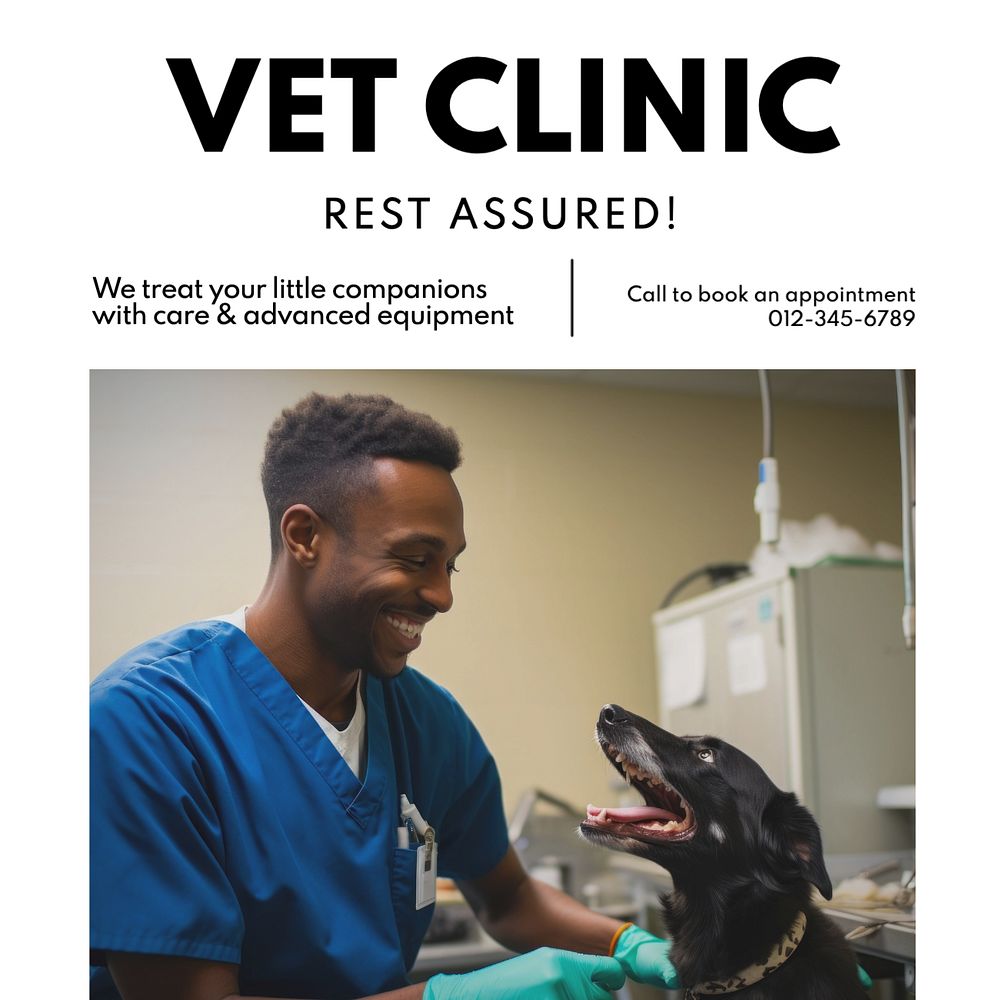 Vet clinic Instagram post template, editable text