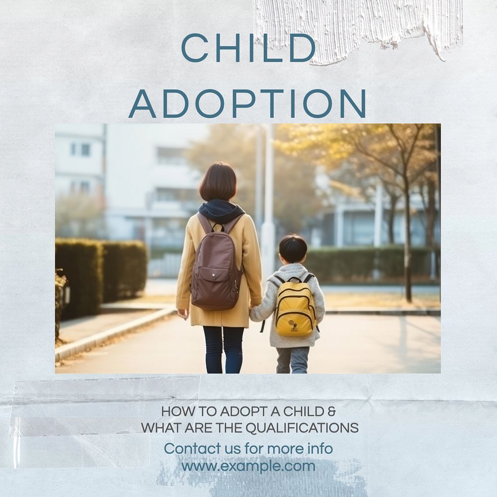 Child adoption Instagram post template, editable text