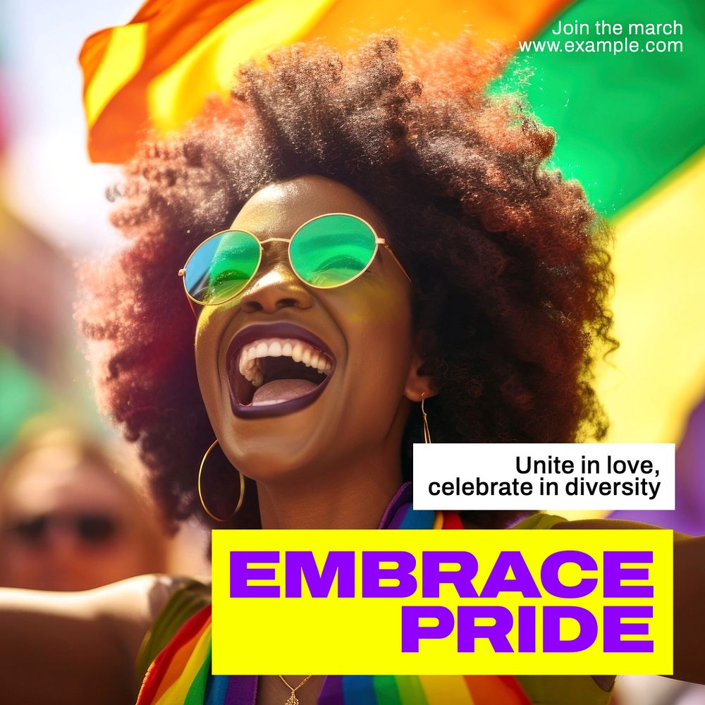 Embrace pride march Instagram post template, editable text