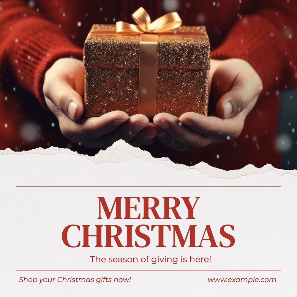 Merry Christmas Instagram post template, editable text