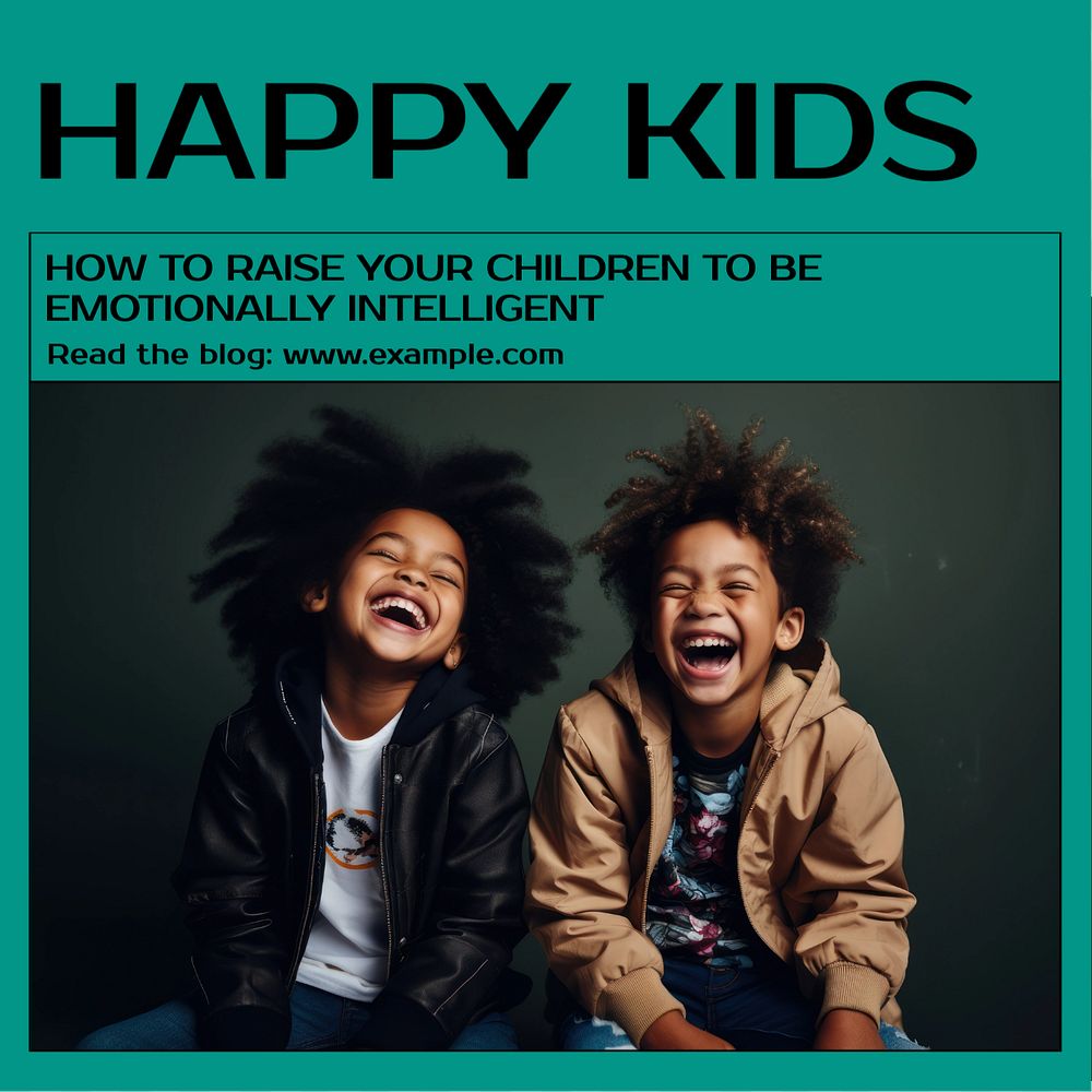 Happy kids Instagram post template, editable text