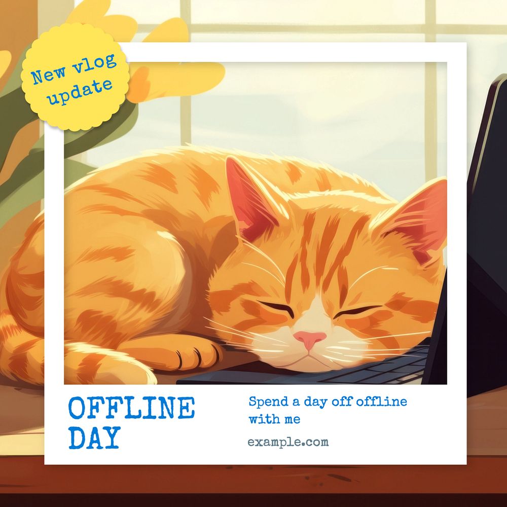 Offline day Instagram post template, editable text