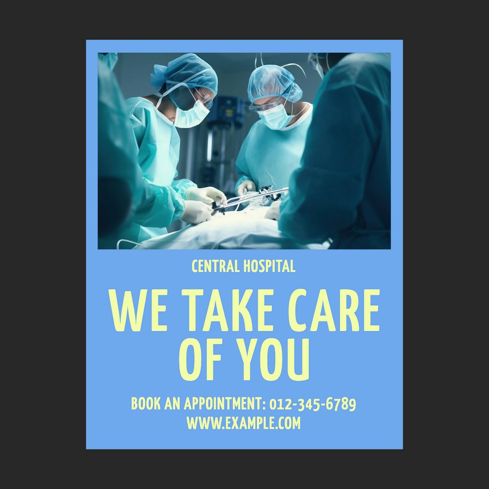 Hospital care Instagram post template, editable text