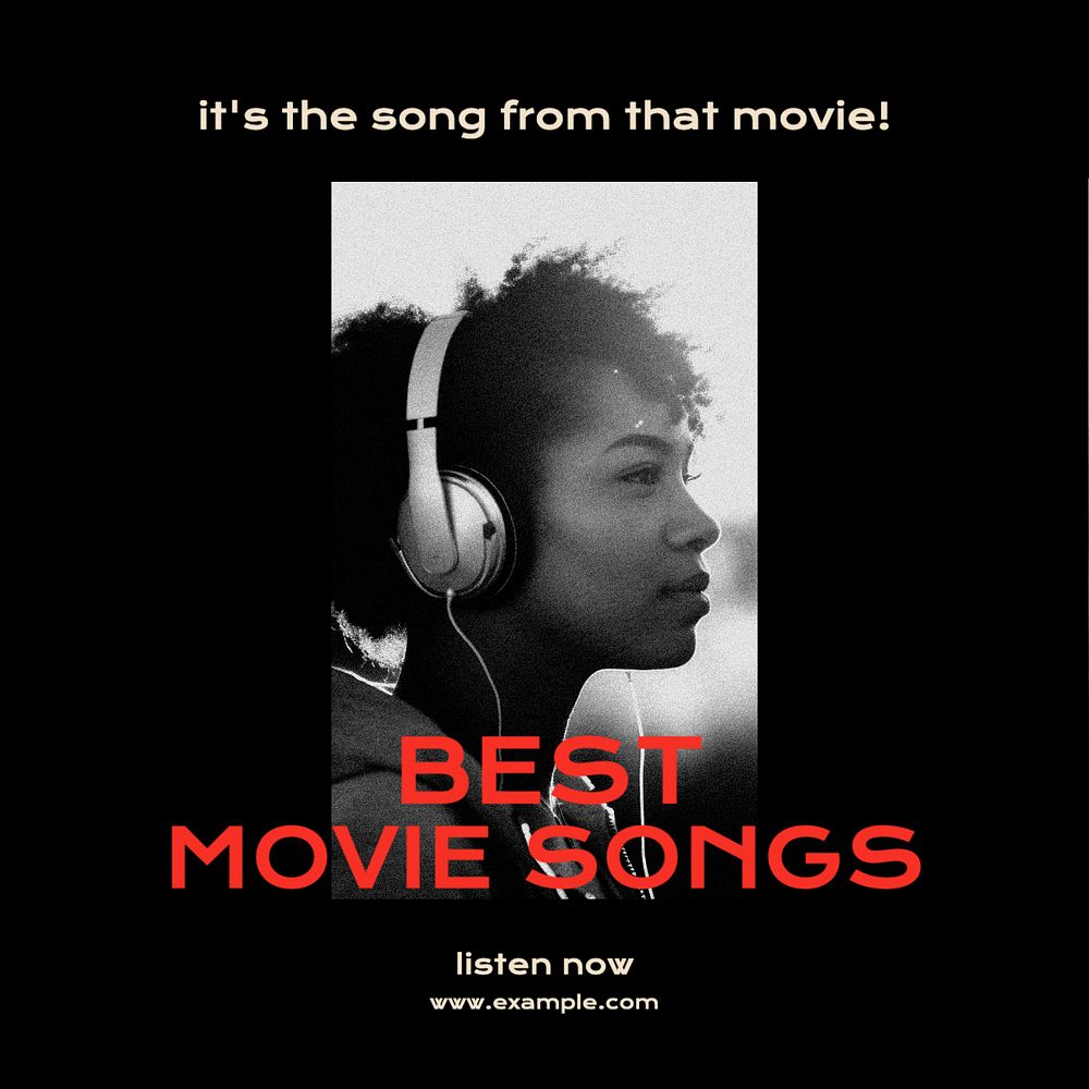 Movie songs Instagram post template, editable text