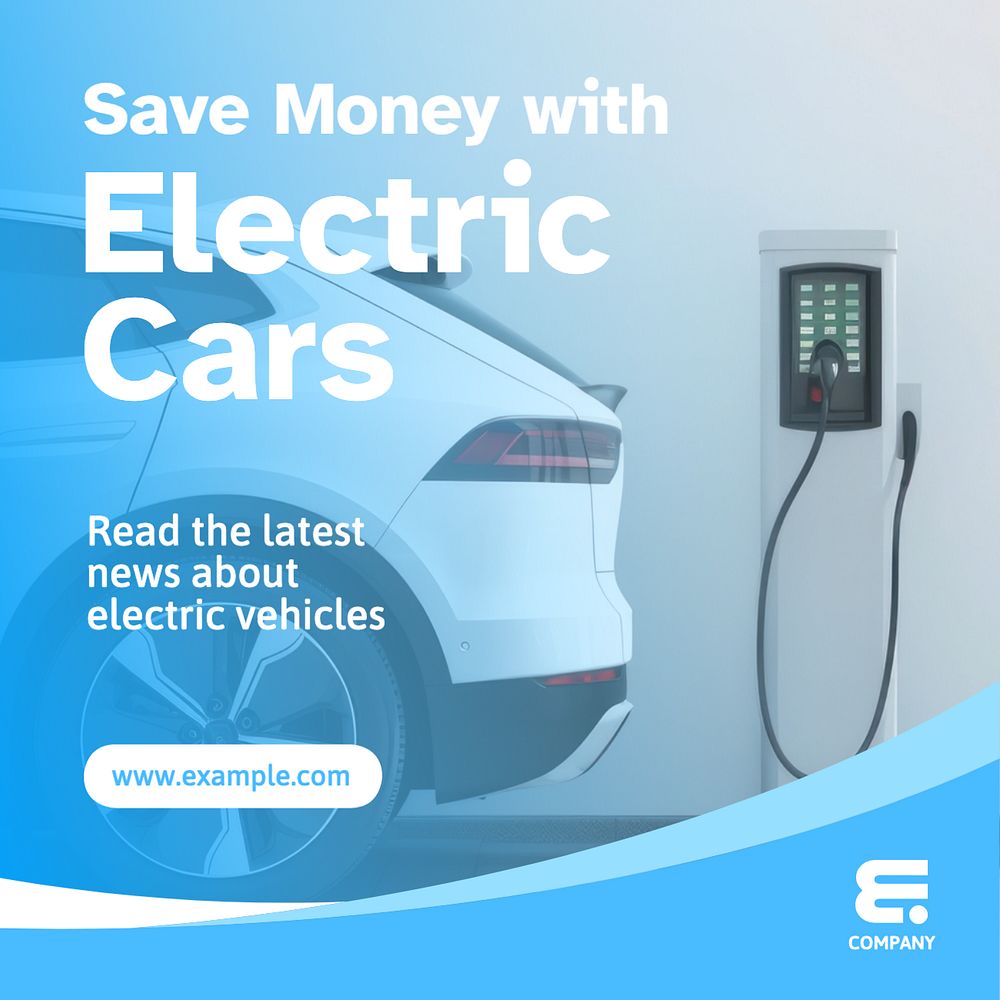 Electric cars, EV Instagram post template, editable text