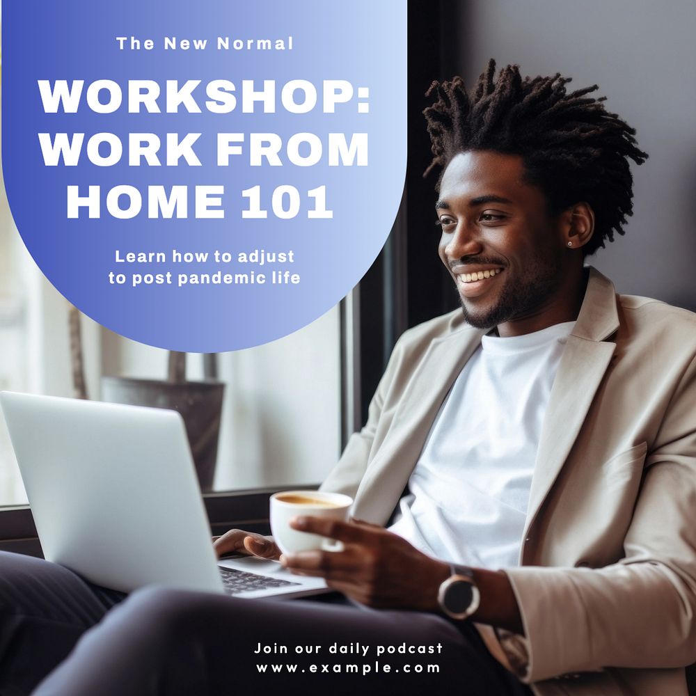 work from home Instagram post template, editable text