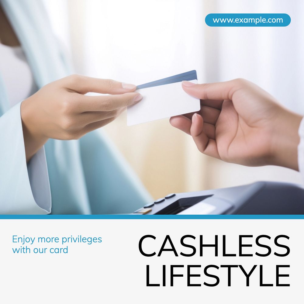 Cashless lifestyle Instagram post template, editable text