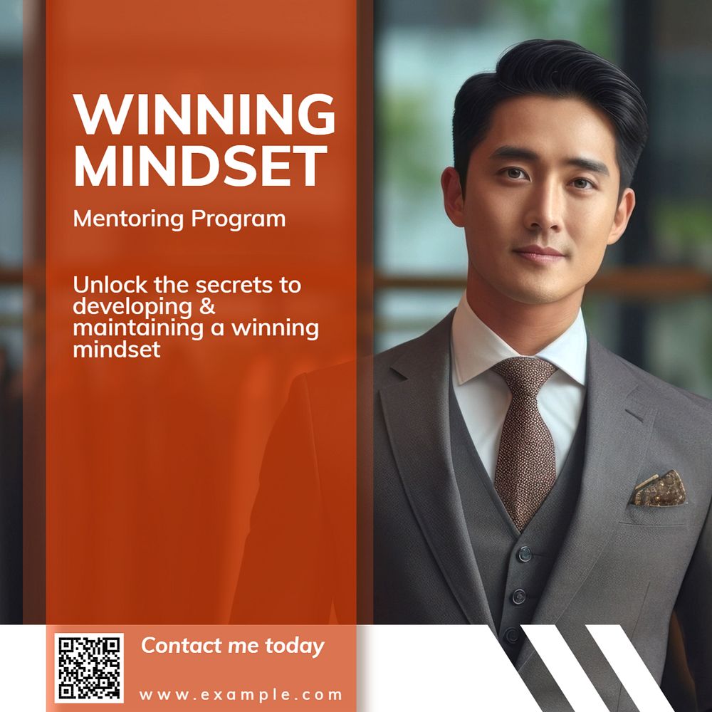 Winning mindset mentoring Instagram post template, editable text