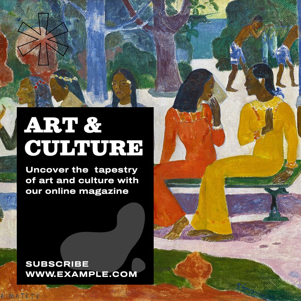 Art & culture magazine Instagram post template, editable text