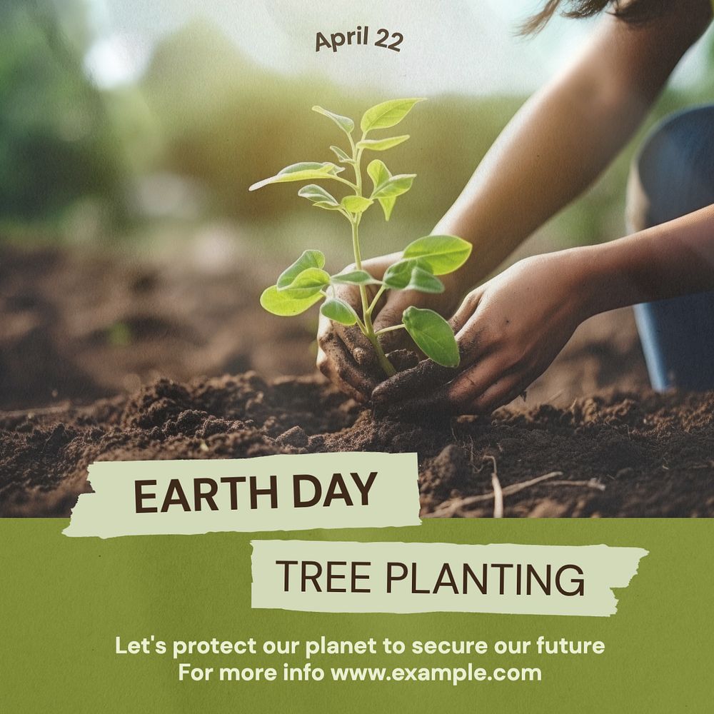 Earth day & tree Instagram post template, editable text