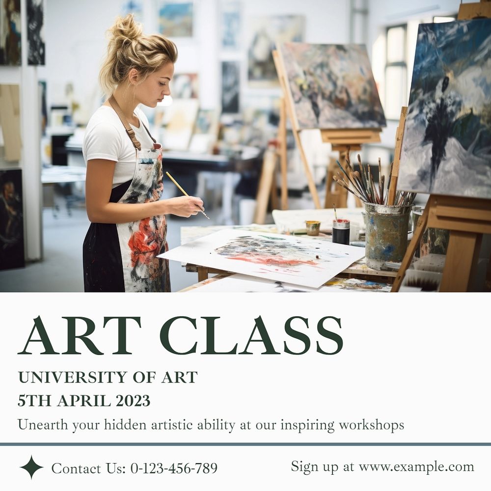 Art class Instagram post template, editable text