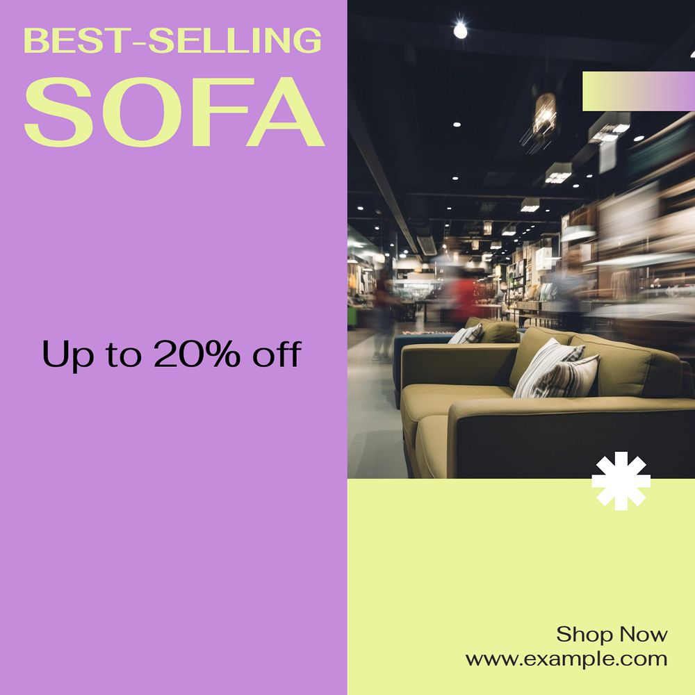 Best selling sofa Instagram post template, editable text